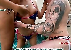 Threesome Outdoor Two Sexy Bg Dicks Asian Shemales fucking each other with a lucky hung guy