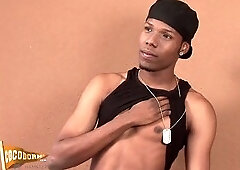 Solo young black beauty with a big cock ready to please