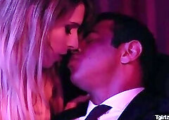 Slim blonde tbabe Casey Kisses gives a slobbery deepthroat blowjob