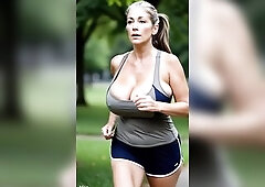 Breasty Aged Honeys Running in Park - Wild Titties Outdoor 1 [AI generated]