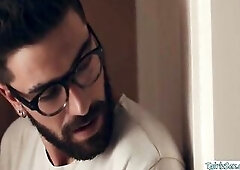 Breasty and brunette hair ts superstar Sofia Sanders plays with her self in the bedroom when this babe caught her boy stepson Chris Damned sneaking. T