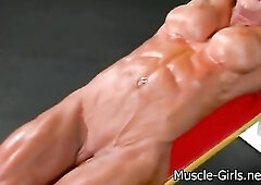 Huge athletic ripped Female Bodybuilder gym workout