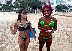 I met 2 hotties on Copacabana beach and asked them to do porn.