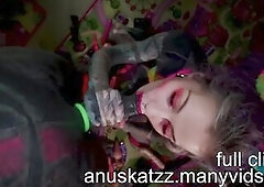 Tattoo dreadgirl splitted tongue anal cosplay sex-toy blow job spunk fountain screw