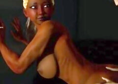 Sexy golden-haired ebony angel with large bazookas likes to be drilled hard against the wall by white dongs - (U can upload full game in bio)