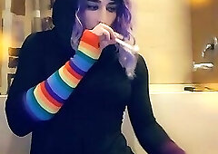 SamanthaCD31 blowing clouds in bathroom