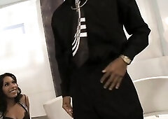 Whenever this babe feels lascivious, this breathtaking black teen gives her ebony ally a butt and then rides his huge cock.