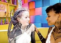 Tattooed Lesbo Belt-on Bang Squirting and Urinate Play