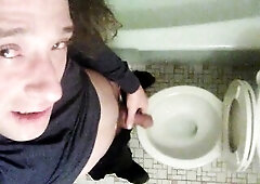 Morning Pre-Cum Trickling in Washroom