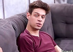 Michael and Girlfriend April are smitten with tall, dark gray haired trans Candice