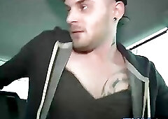 Nasty gay boys having a threesome in a van