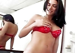 Superb Tgirl Bianca Freire buttplugged and jerk off her shecock