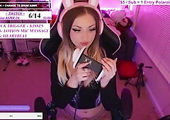 Sensual ear licking ASMR from Twitch streamers Boudoirbunny and Amouranth