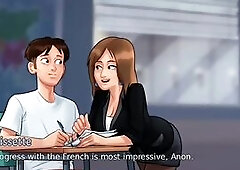 Miss bissette teaches Anon French kiss - summer time saga gameplay