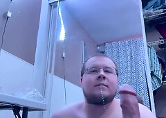 Chubby Bi Dude Gives Oral To Big Black Dildo