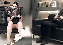 Silence. Jeny Smith with no pants teasing a guy. Office prank