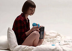 Teen teasing herself with a vibrator