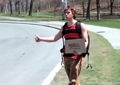 Cute twinks hot sex on sofa after autostop