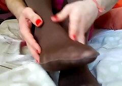 Ts Kalinka Amateur Crossdresser Twink in Brown Pantyhose54