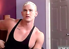 Blonde muscular hot gay bloke ripped apart