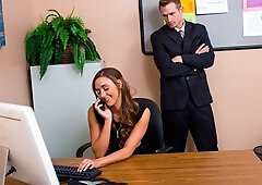 Marry Lynn fucking in the desk with her innie pussy