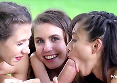 WOWGIRLS Shrima Malati, Stefanie Moon & Elle Rose getting lost in the forest & then banging a guy who wants to help them