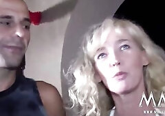 The former members take good care of the new and shy couple to a warm welcome to the club of the private swingers.