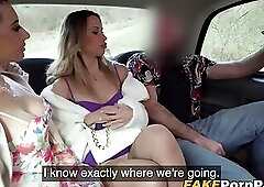 I joined hot Emily Pink and Mellany Lapiedra at the back of the cab for a nasty and wild thr