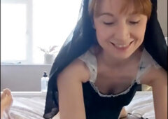 Cum swallowing, nun blowjob, oral pleasure