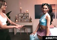 ADULT TIME - Influencer T-Girl Zariah Aura FUCKS & FISTS Fangirl Kenna James During Massage!