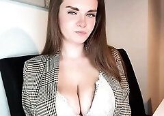 Stepmother's Large Boner in Leather Panties was Caught by her Worker in the Office