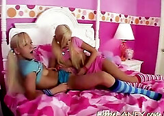 Enjoyable Laney and her lesbo ally playing in daybed and giving a kiss every other they undress off their clothing and sucking her every other snatch 