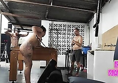 Camera films promiscuity in bar.