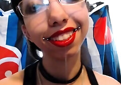 Miss Alice the Goth - Red Lipstick Drooling and Spit