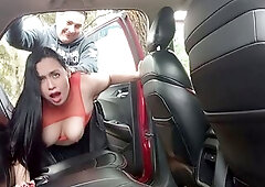 Outdoor sex in a car parked in the woods with a concupiscent Lalin girl.
