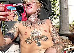 Steamy public action with hung jock and his massive member