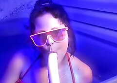 Big-Titted Babe's Solo Orgasm in the Hot Tub