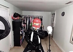 Kigurumi in enormous rubber breathplay rebeathing air from their costume