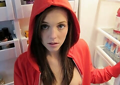 Flexible hottie Kiera Winters is touching her hungry shaved pussy