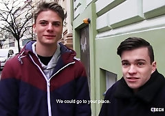 Two Czech amateur twinks in a hardcore gay 3some