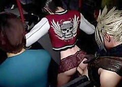 Concupiscent irresponsible Yuffie convinced Cloud to screw her on a packed bus