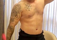 Latin Fireman with Bulky Fashion - Mary Striptease - Onanism and Nutting in Lingerie