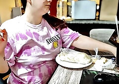 See corpulent PAWG Nicole finish devouring a biggest burrito, her soft round abdomen swelling full and enormous. That babe sits back, lifts her top, a