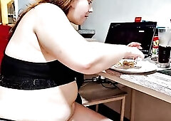 See corpulent PAWG Nicole finish devouring a biggest burrito, her soft round abdomen swelling full and enormous. That babe sits back, lifts her top, a