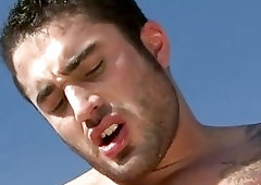 Muscled male rides his thick cock on his yellow quad