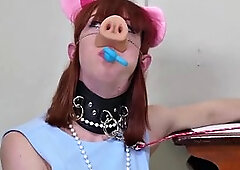 Humiliated bdsm pig slave licks her doms ass