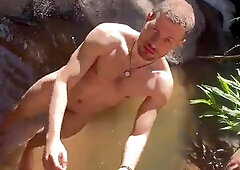 I went hiking, found a blondie man, and dragged him to munch him in my woods cabin.