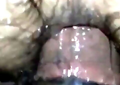 Close-up of my hairy cumhole being barefucked and bred 3