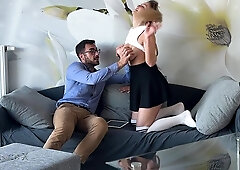 Horny Teacher Secretly Fucks His Busty Blonde Student After Class In Empty Classroom Tonight