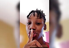 Black Seductress in Red Costume – Slow Disclose, Upskirt & Butt Shaking